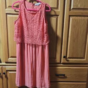 LOFT Coral Terracotta Lace Dress